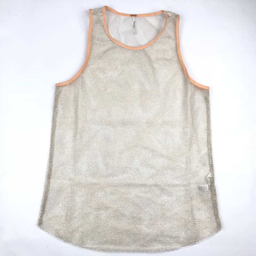 NEW Free People Metallic Mesh Sleeveless Top